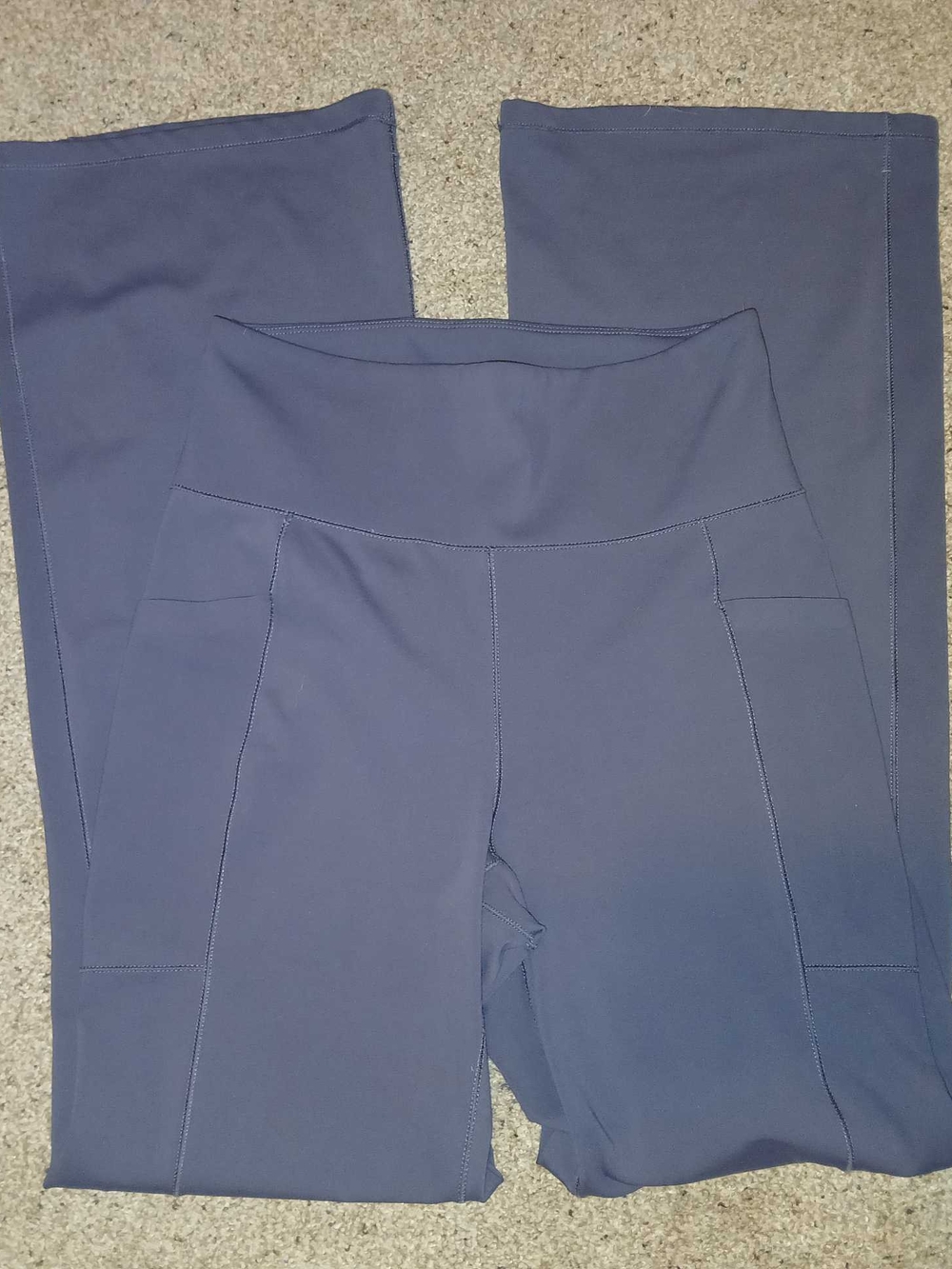 High-Waist Pocket Yoga Pants - Blue Grey